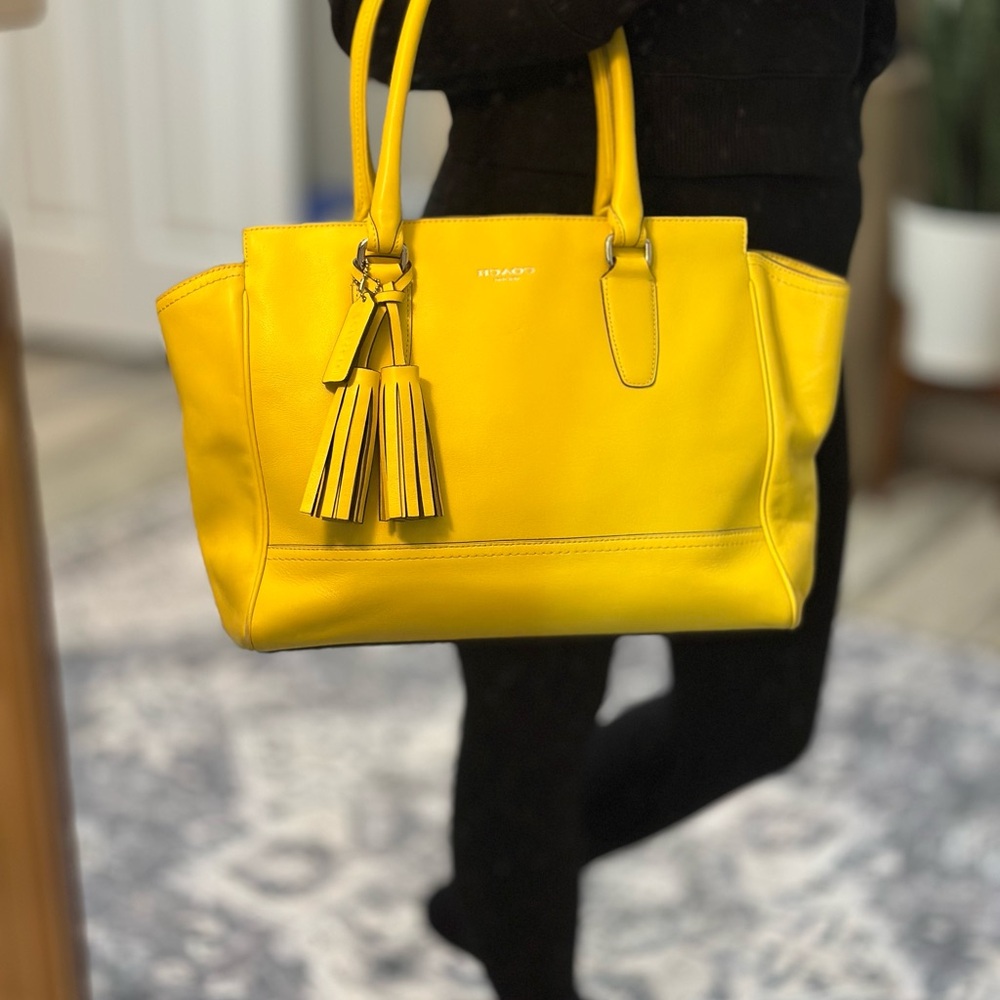 Coach Yellow Tote Bag with Tassels